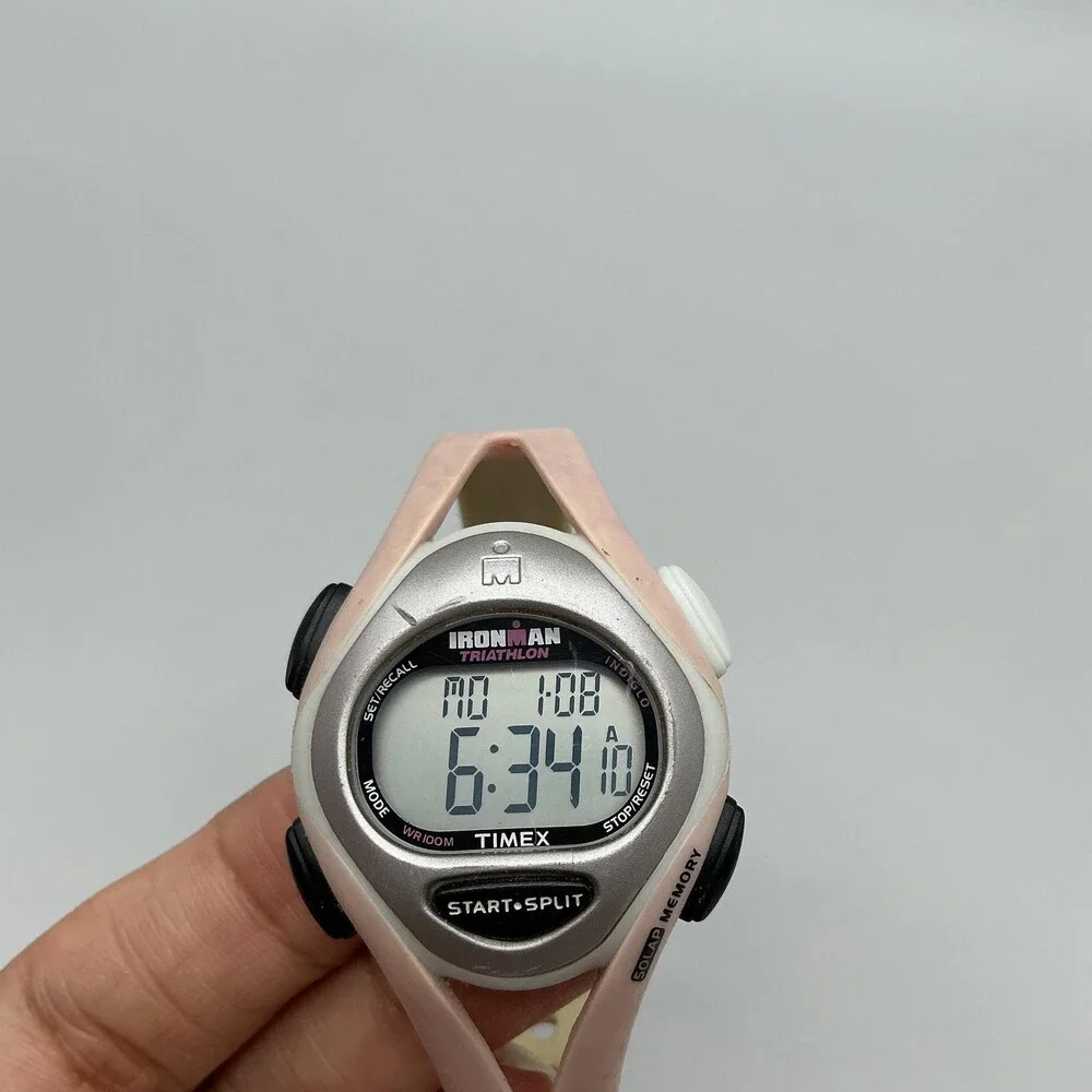 Timex Ironman Triathlon Womens Watch 33mm Gray Digital Pink Indiglo New Battery